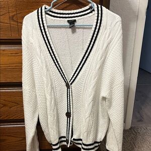 Rue21 Ivory Cardigan with Black Accents